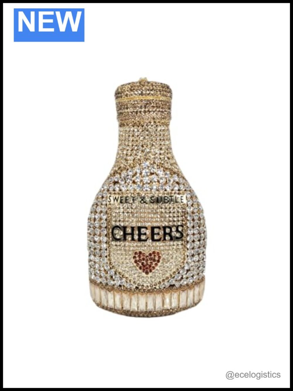 RomanticDesign Champagne Bottle Rhinestone Clutch - Glitter Crystal Evening Bag
